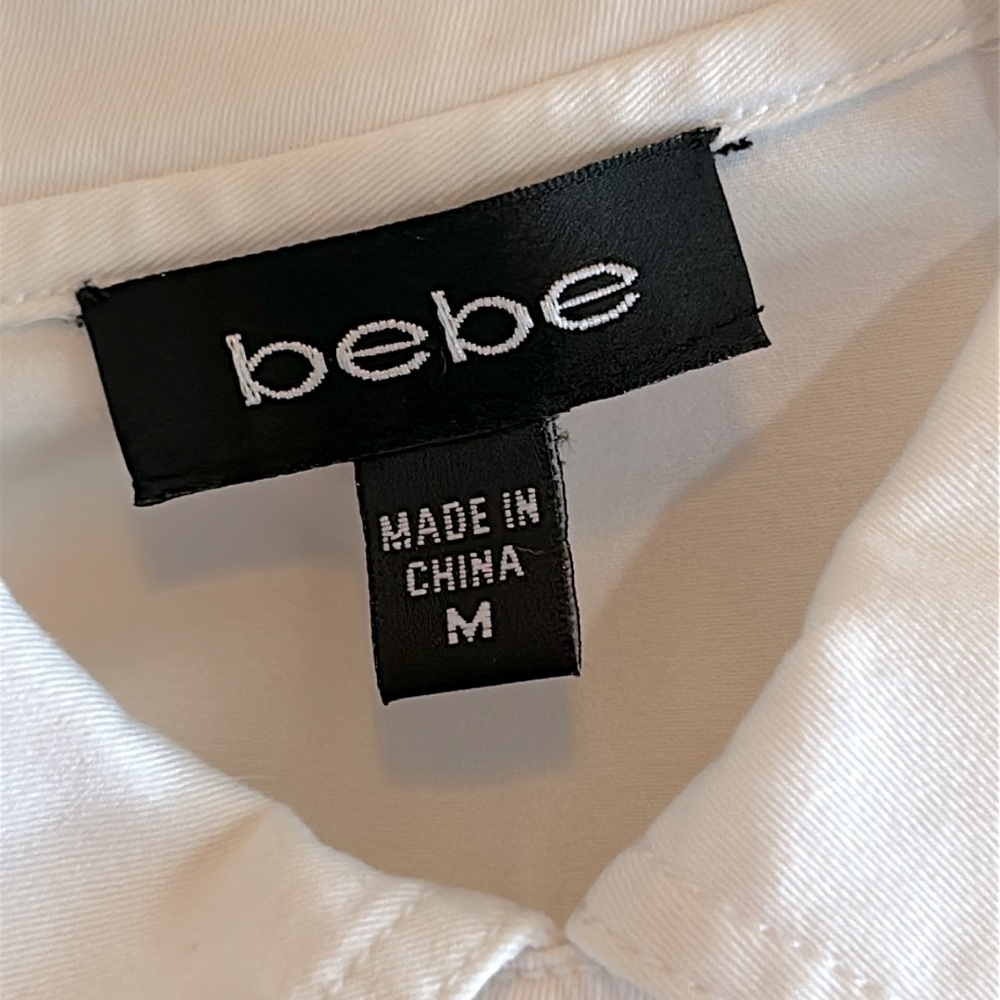 Vintage Y2K Bebe Women’s White Cropped Eyelet 3/4 Length Sleeve Jacket Size M - Picture 4 of 6